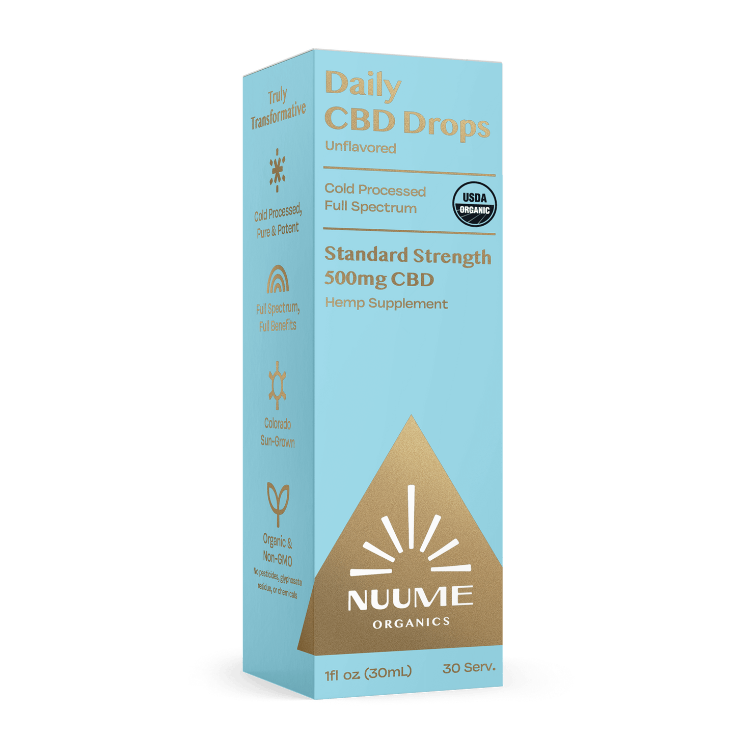 Organic Daily CBD Drops - Unflavored 500mg Full Spectrum