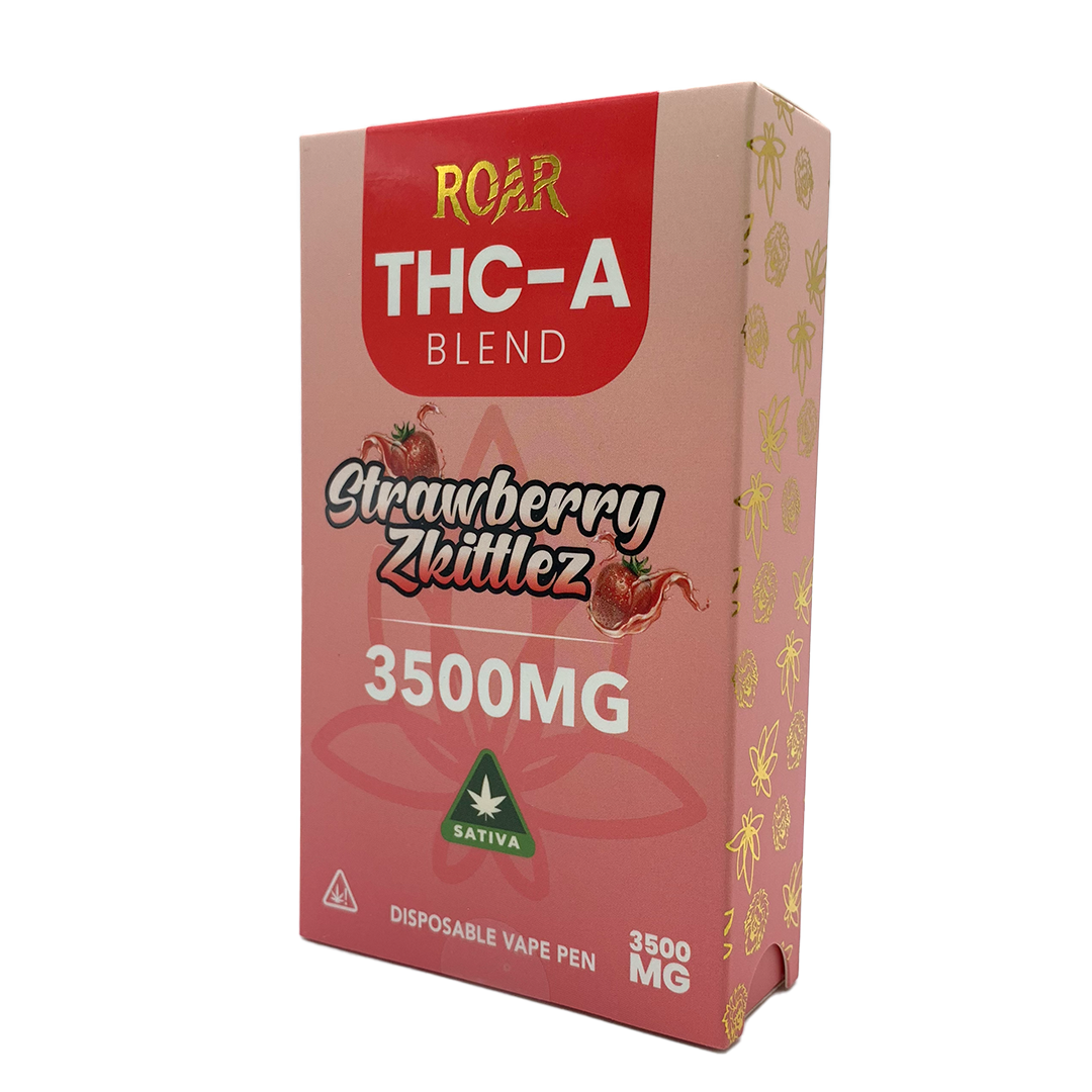 Roar THC-A Blend Disposable Vape 3500MG - Strawberry Zkittlez (Sativa)