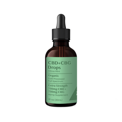 Organic CBG+CBD Drops Citrus Mint - Extra Strength 750mg+750mg