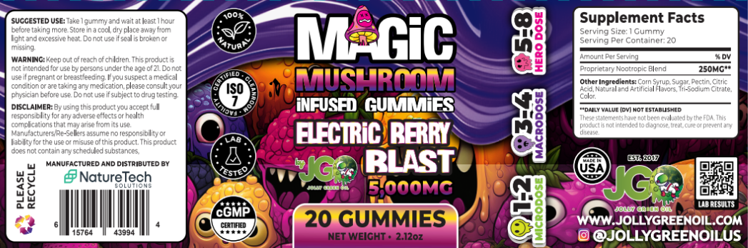 JGO Magic Mushroom Gummies, 5000 mg, 20 ct