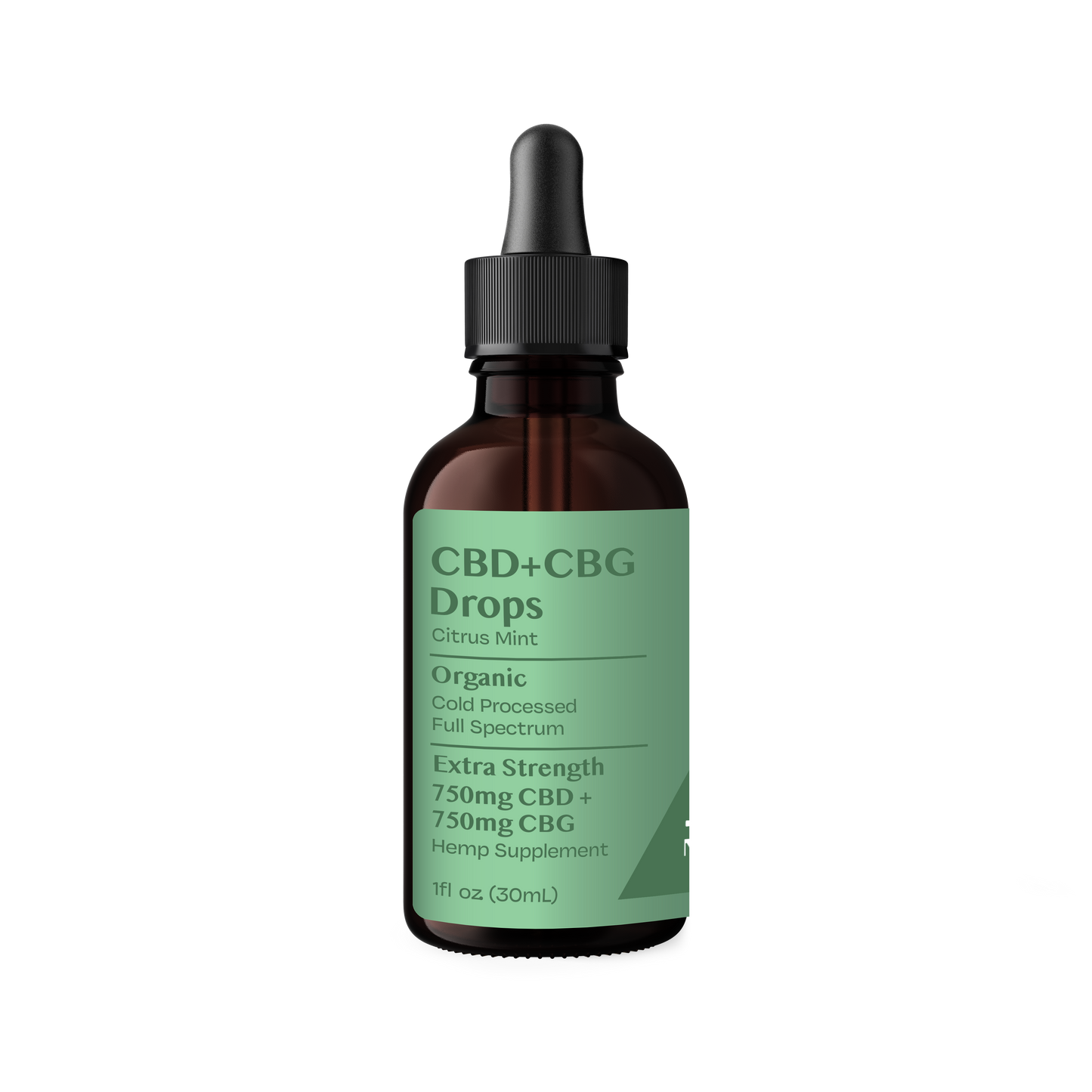 Organic CBG+CBD Drops Unflavored - Extra Strength 750mg+750mg